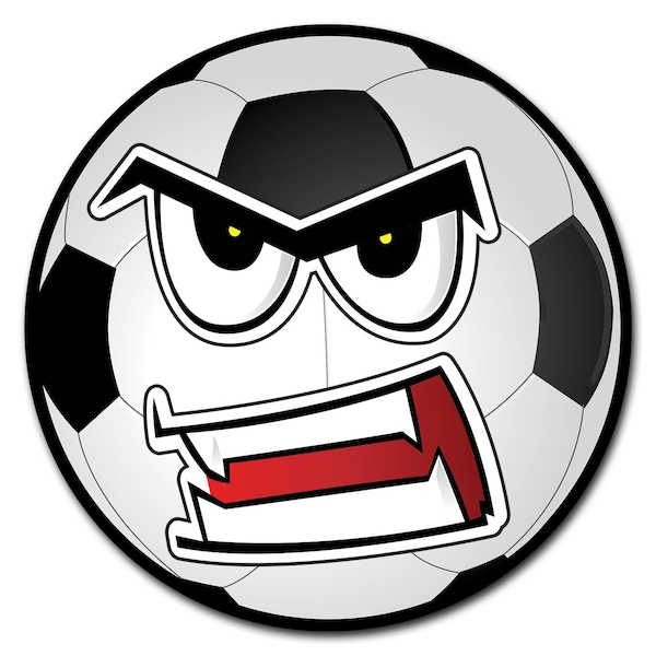 Angry Soccer Ball Circle Vinyl Laminated Decal